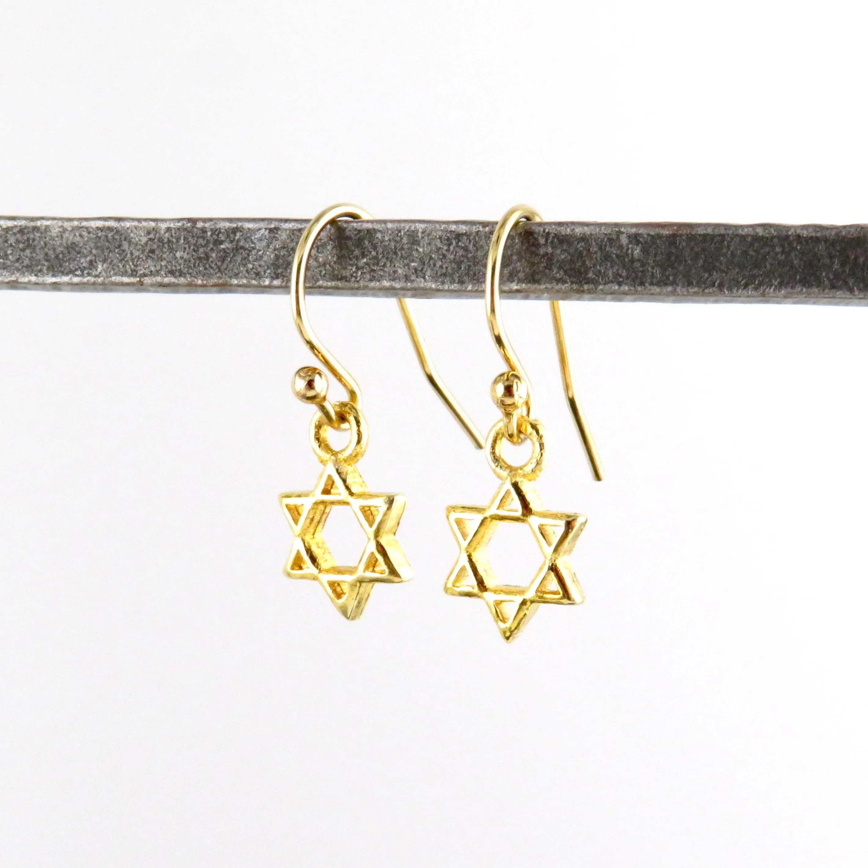 Gold Star of David Earrings