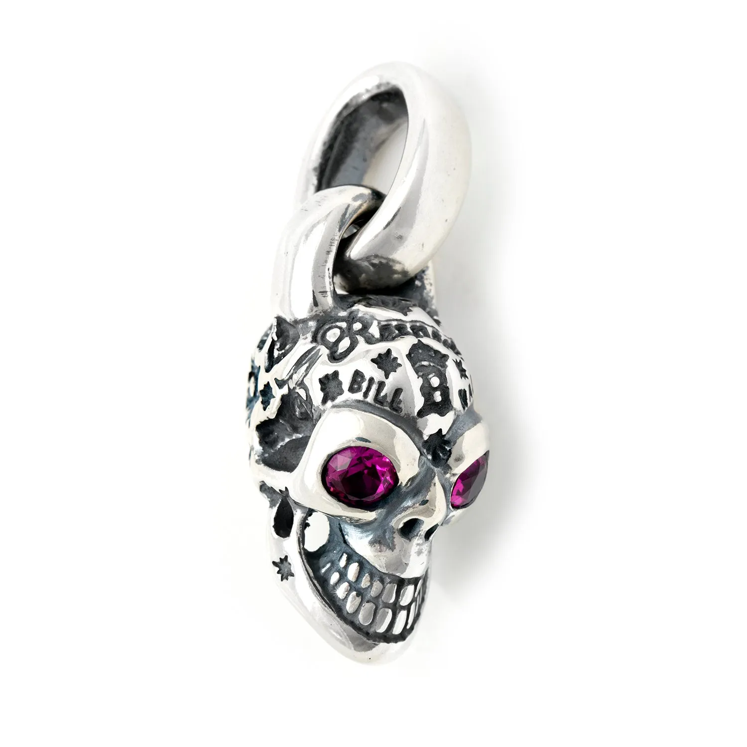 Graffiti Skull Pendant with Stone Eyes