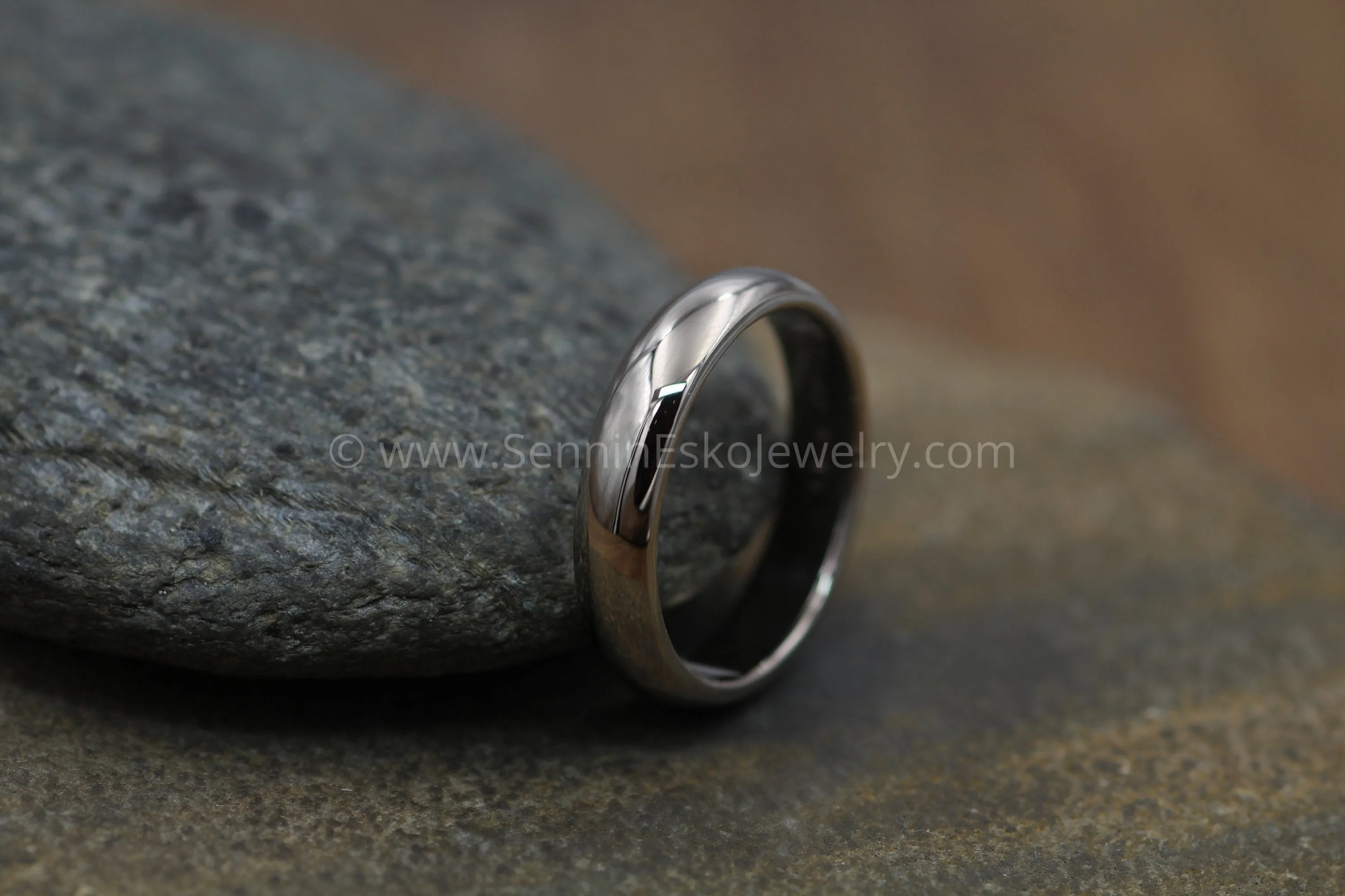 Half Round 4.5x1.9mm 14kt Palladium Based White Gold Band - Glossy Finish - Nickel Free