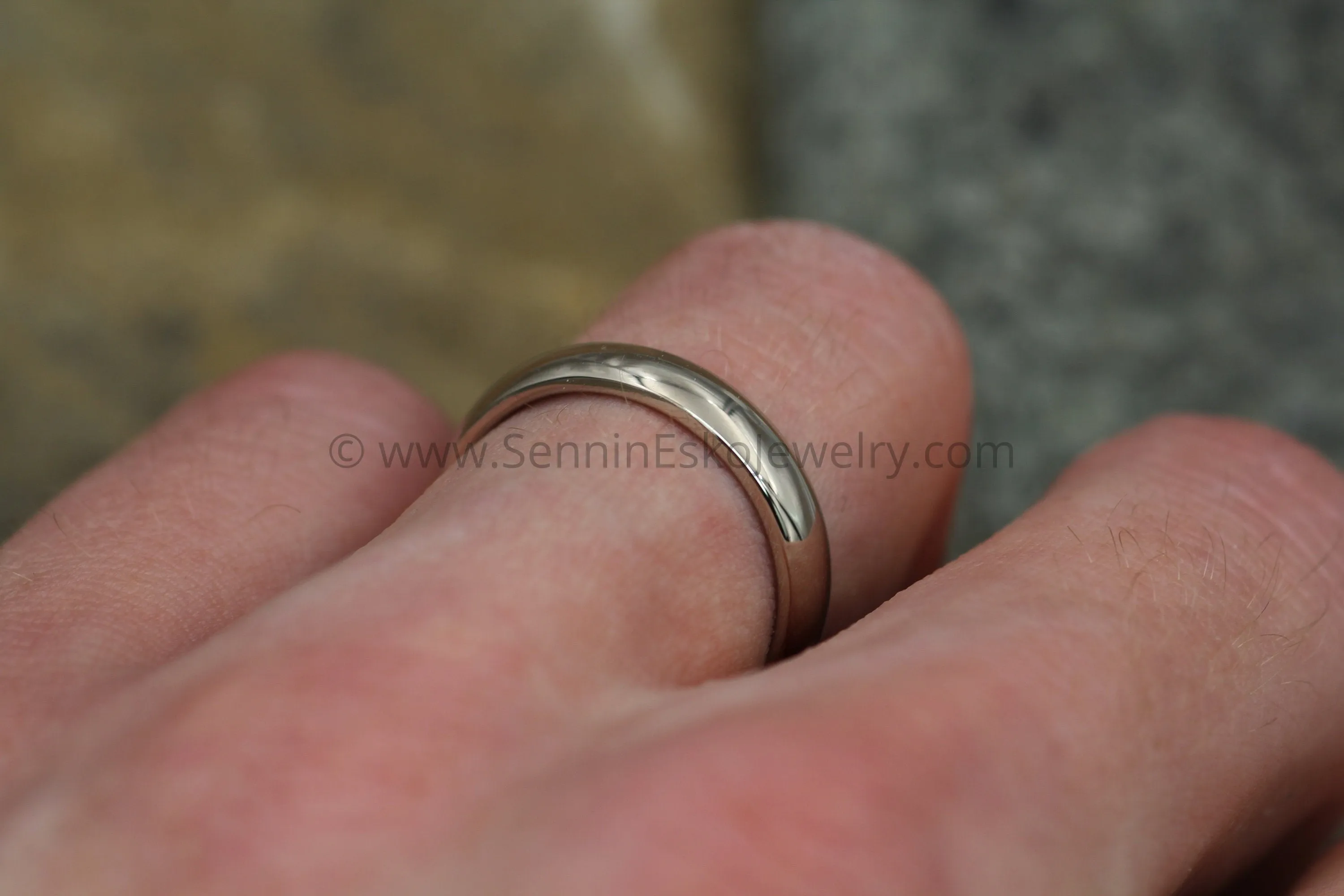 Half Round 4.5x1.9mm 14kt Palladium Based White Gold Band - Glossy Finish - Nickel Free