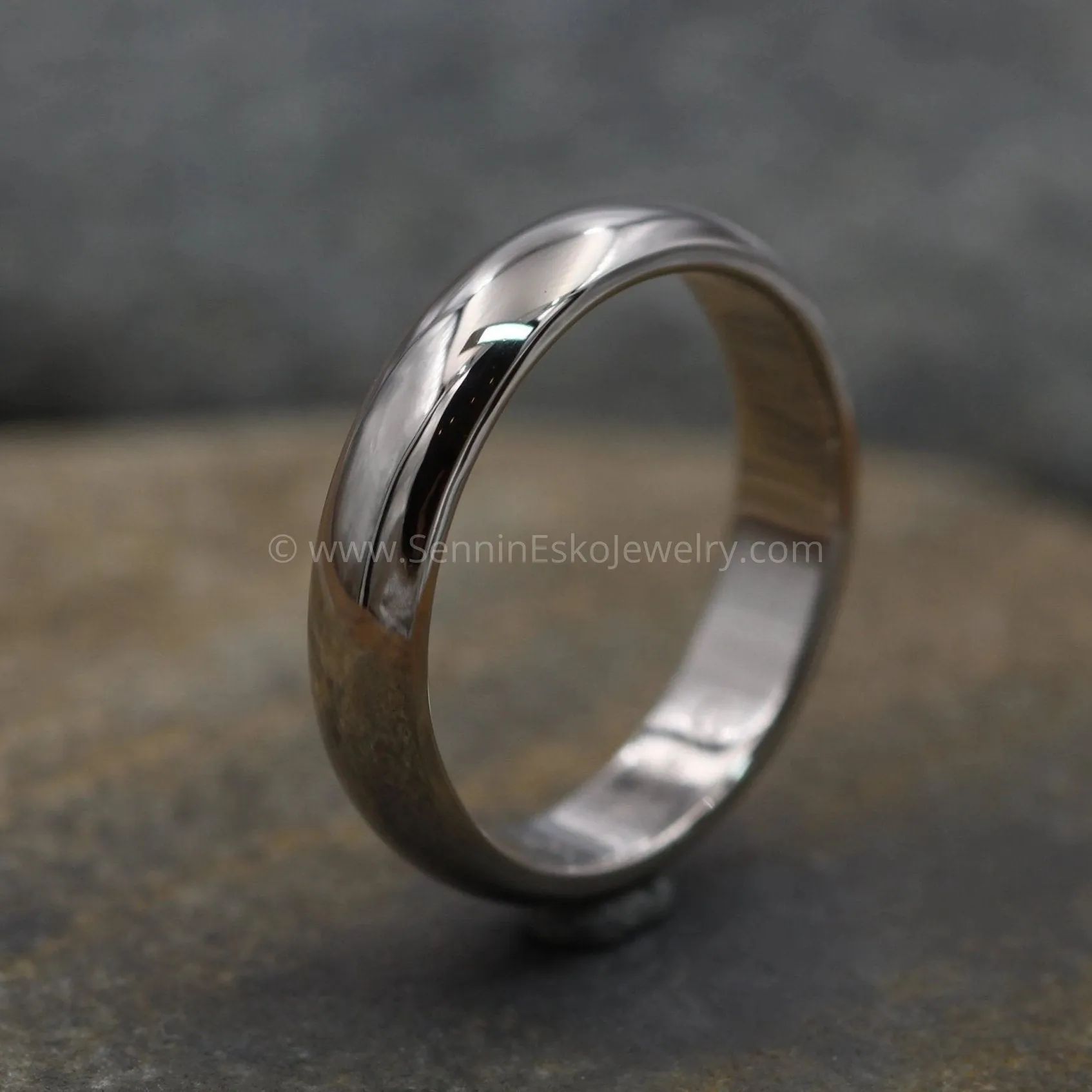 Half Round 4.5x1.9mm 14kt Palladium Based White Gold Band - Glossy Finish - Nickel Free