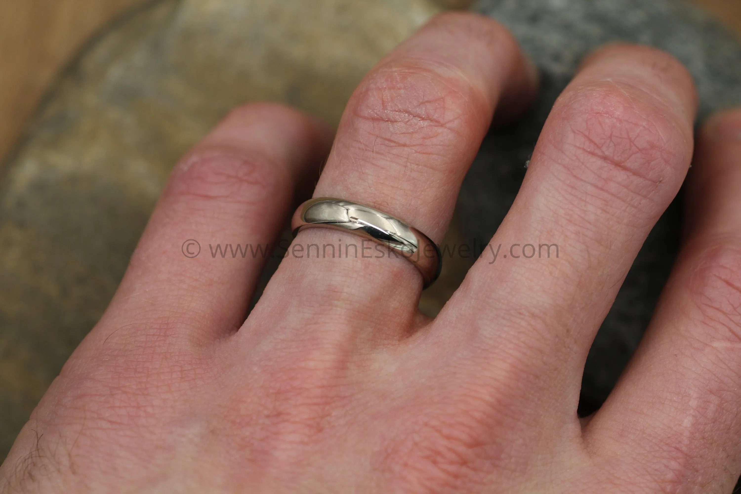 Half Round 4.5x1.9mm 14kt Palladium Based White Gold Band - Glossy Finish - Nickel Free