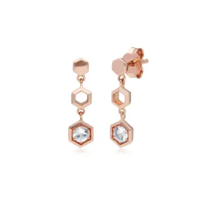 Honeycomb Klare Saphir Tropfen Ohrringe in 9ct Rose Gold