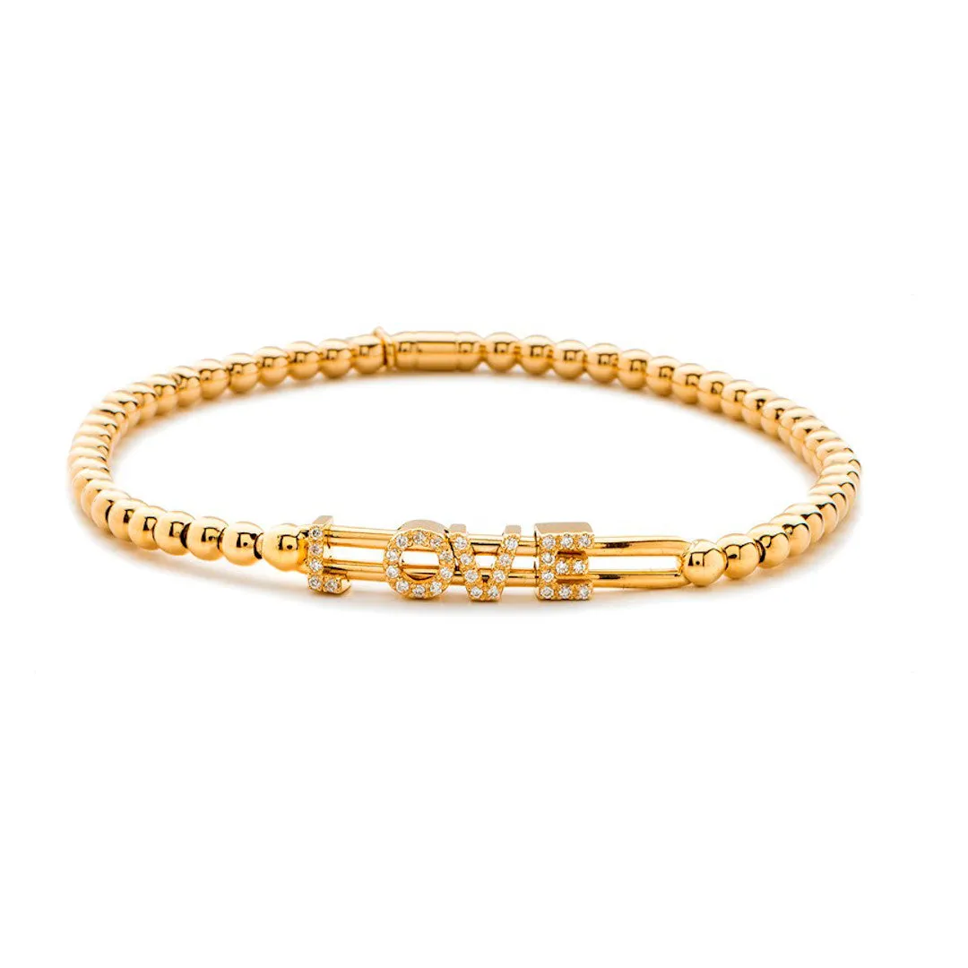 Hulchi Belluni 18K Yellow Gold "Love" Stretch Bead Bracelet