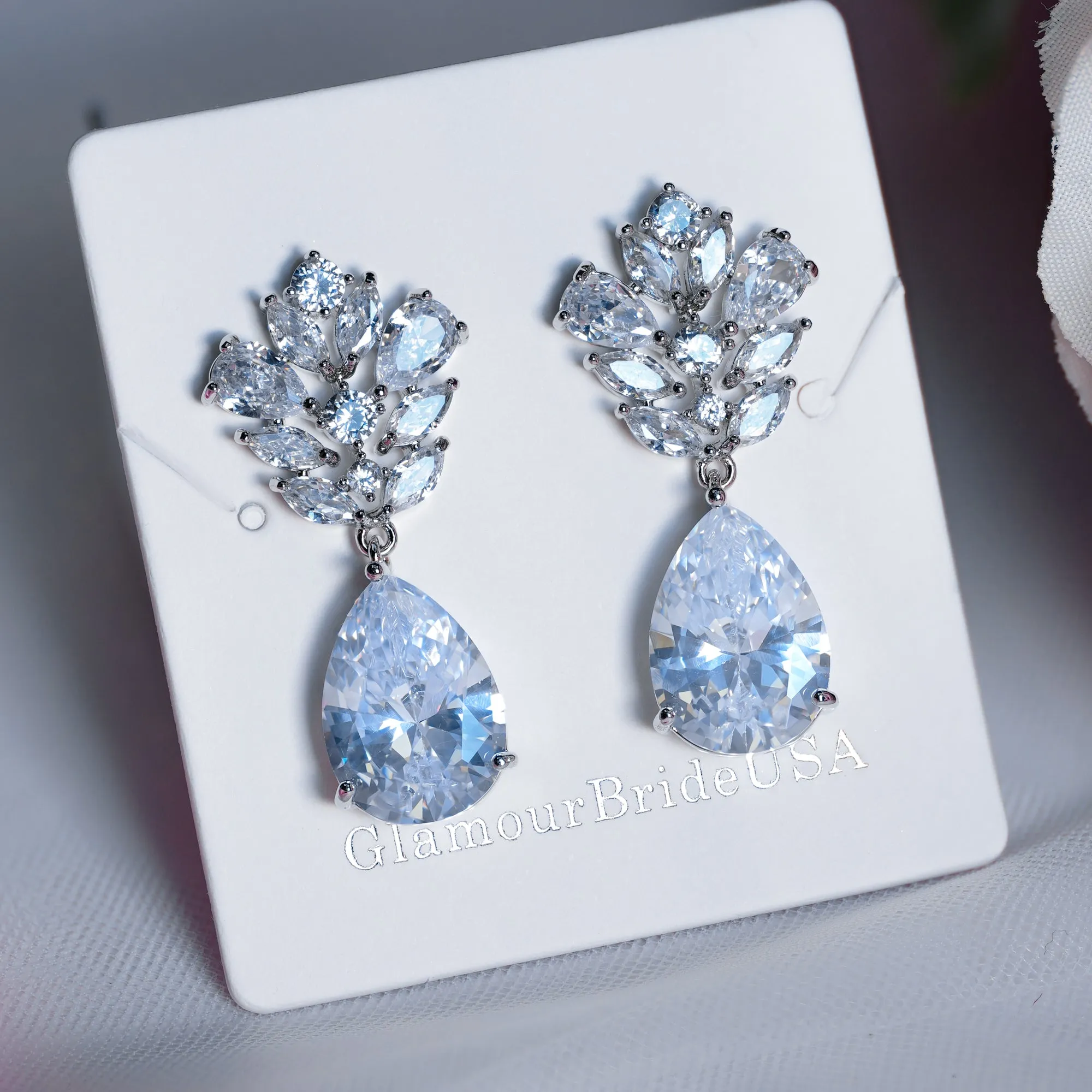 Jacqueline- Crystal Tear Drop Earrings