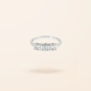 Lab Created Diamond 14K Gold Emerald Cut Five Stone Ring