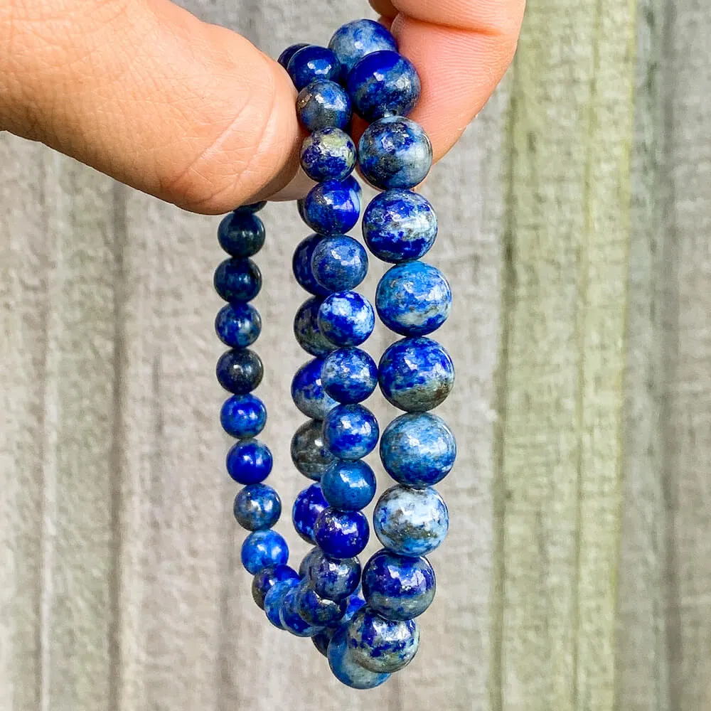 Lapis Lazuli Gemstone Elastic Bead Bracelet