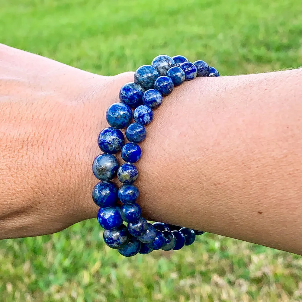 Lapis Lazuli Gemstone Elastic Bead Bracelet