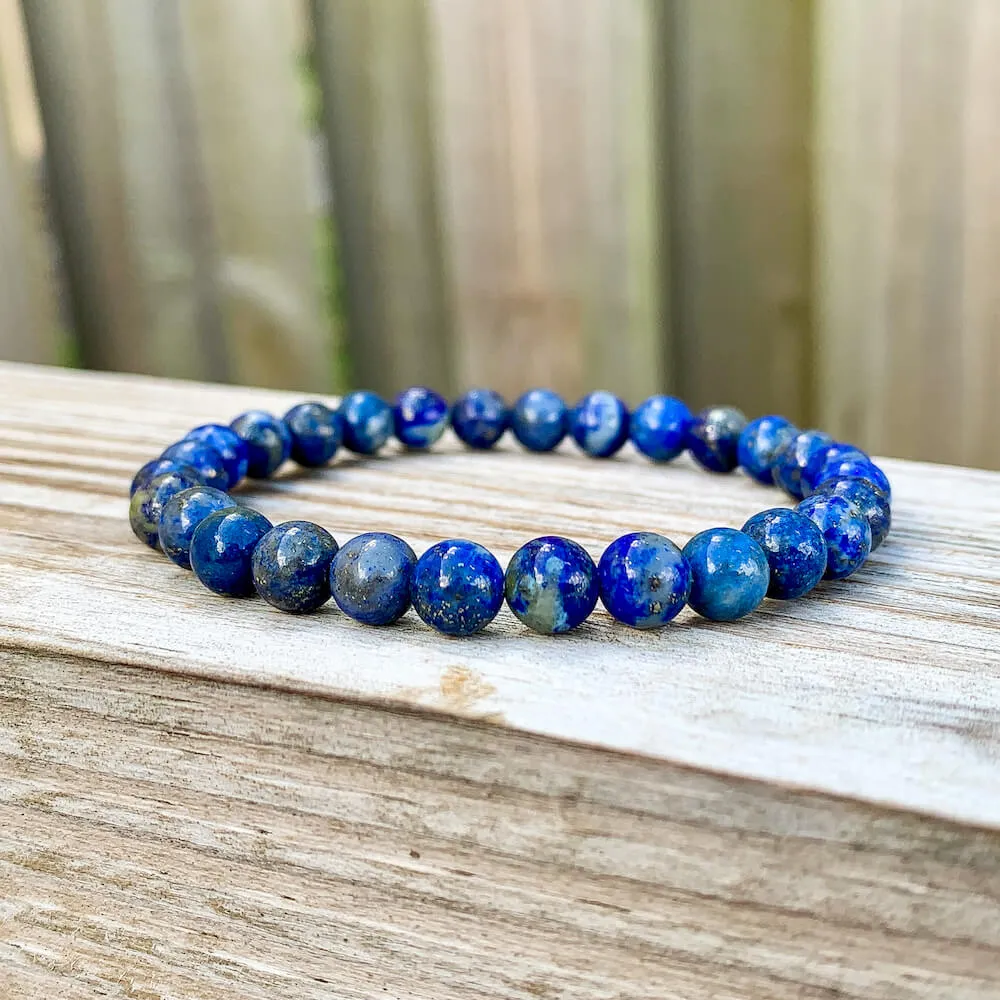 Lapis Lazuli Gemstone Elastic Bead Bracelet