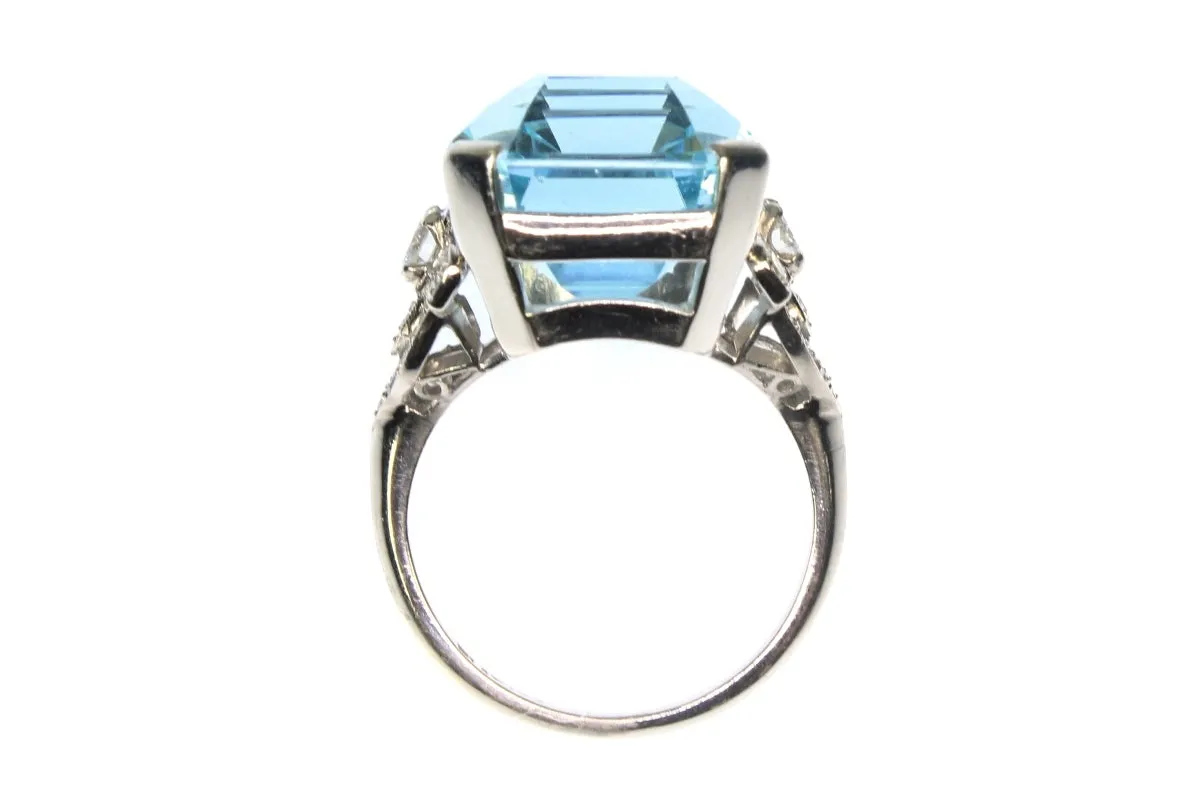 Large Aquamarine and Diamond Ring