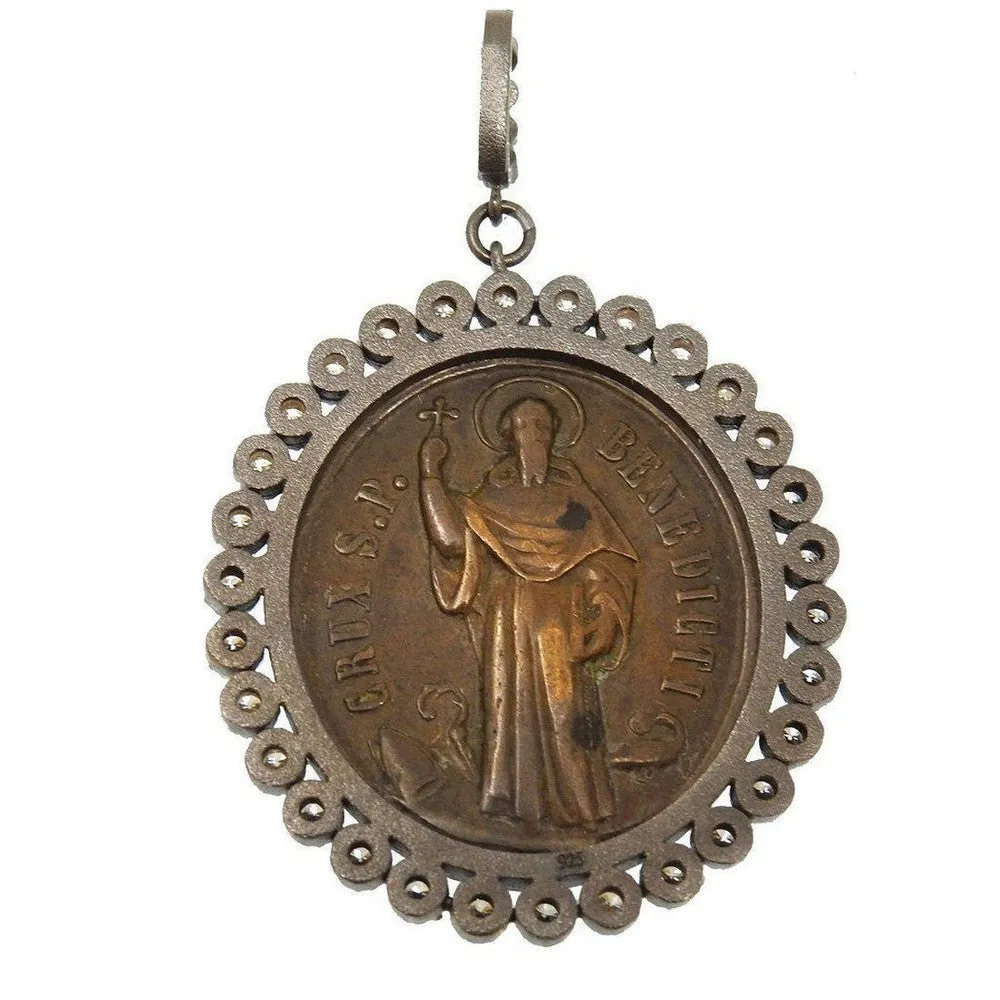 Large Diamond Inset St Benedict Medal