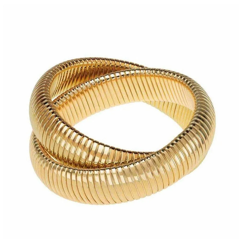 Large Double Cobra Bracelet in Gold