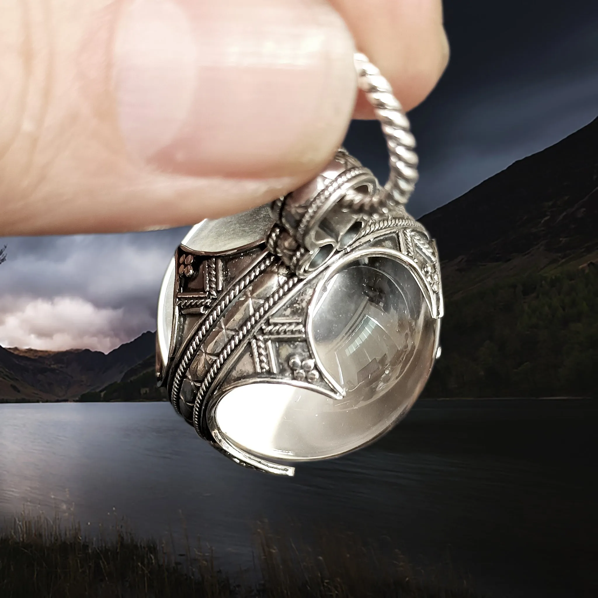 Large Silver Gotland Crystal Ball Pendant