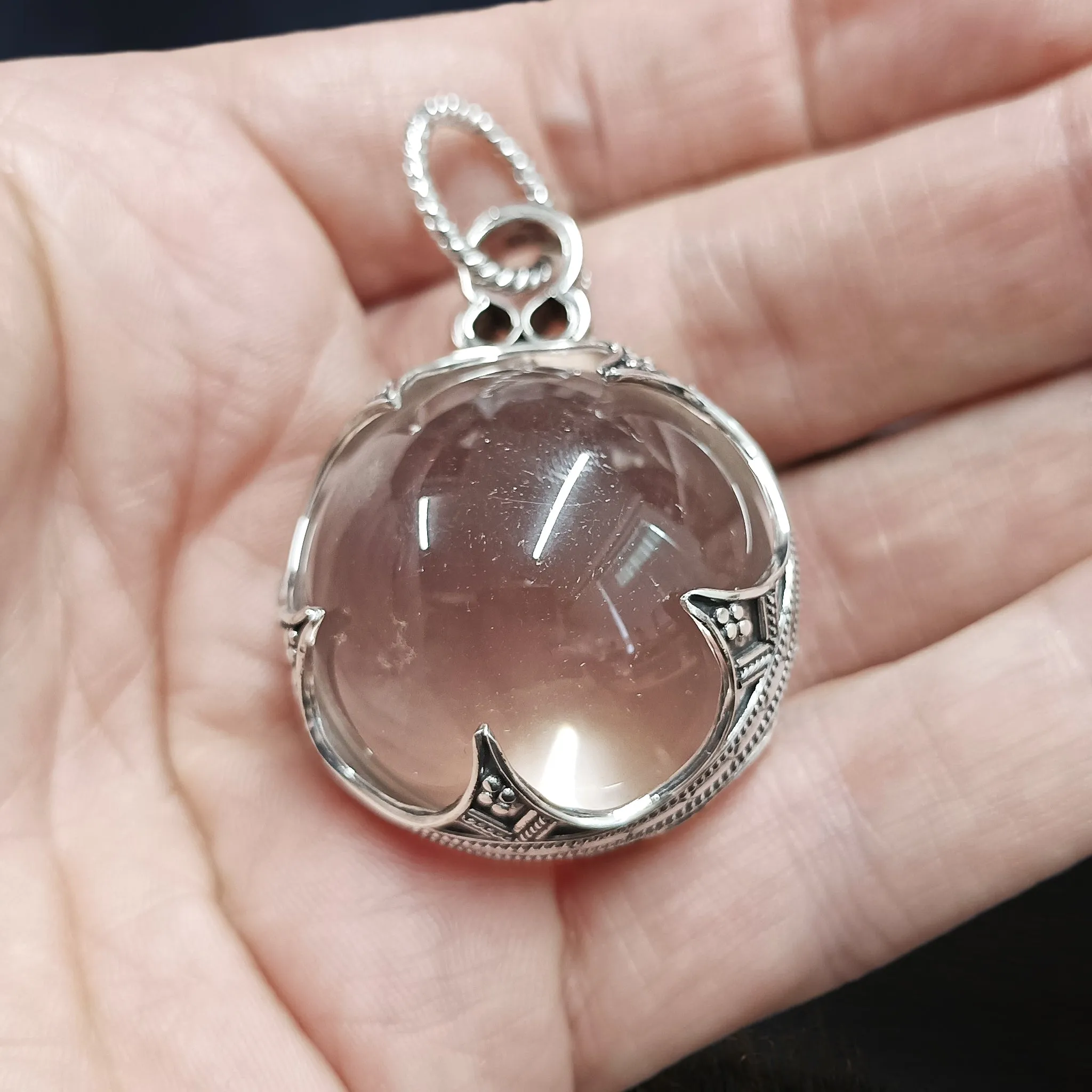 Large Silver Gotland Crystal Ball Pendant