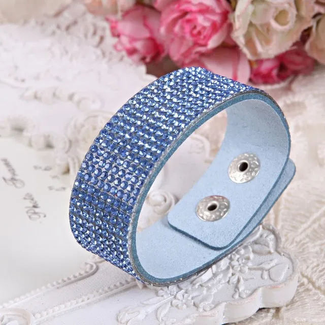 Leather Bracelet Crystal Wrap Bracelets For Women Multilayer Long Bracelets& Bangles Ladies Braclet  Fashion Jewelry