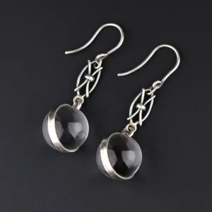 Long Art Deco Silver Pools of Light Rock Crystal Earrings