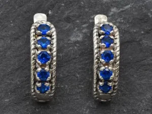 Long Sapphire Earrings - Blue Bar Earrings - Vintage Drop Earrings