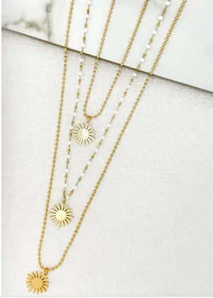 Long Triple Layer Necklace- Gold