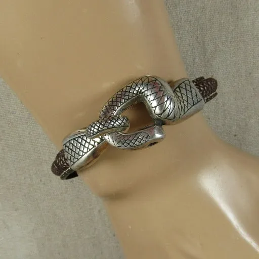 Man's Snake Head Brown Leather Bracelet