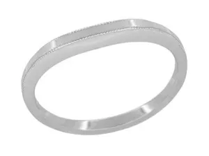 Millgrain Edge Curved Wedding Band in Platinum