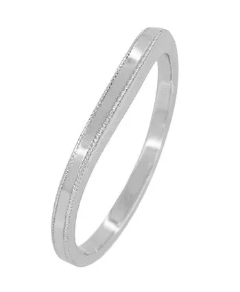 Millgrain Edge Curved Wedding Band in Platinum