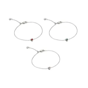 Mini Heart Birthstone Bracelet Bundle (Silver)