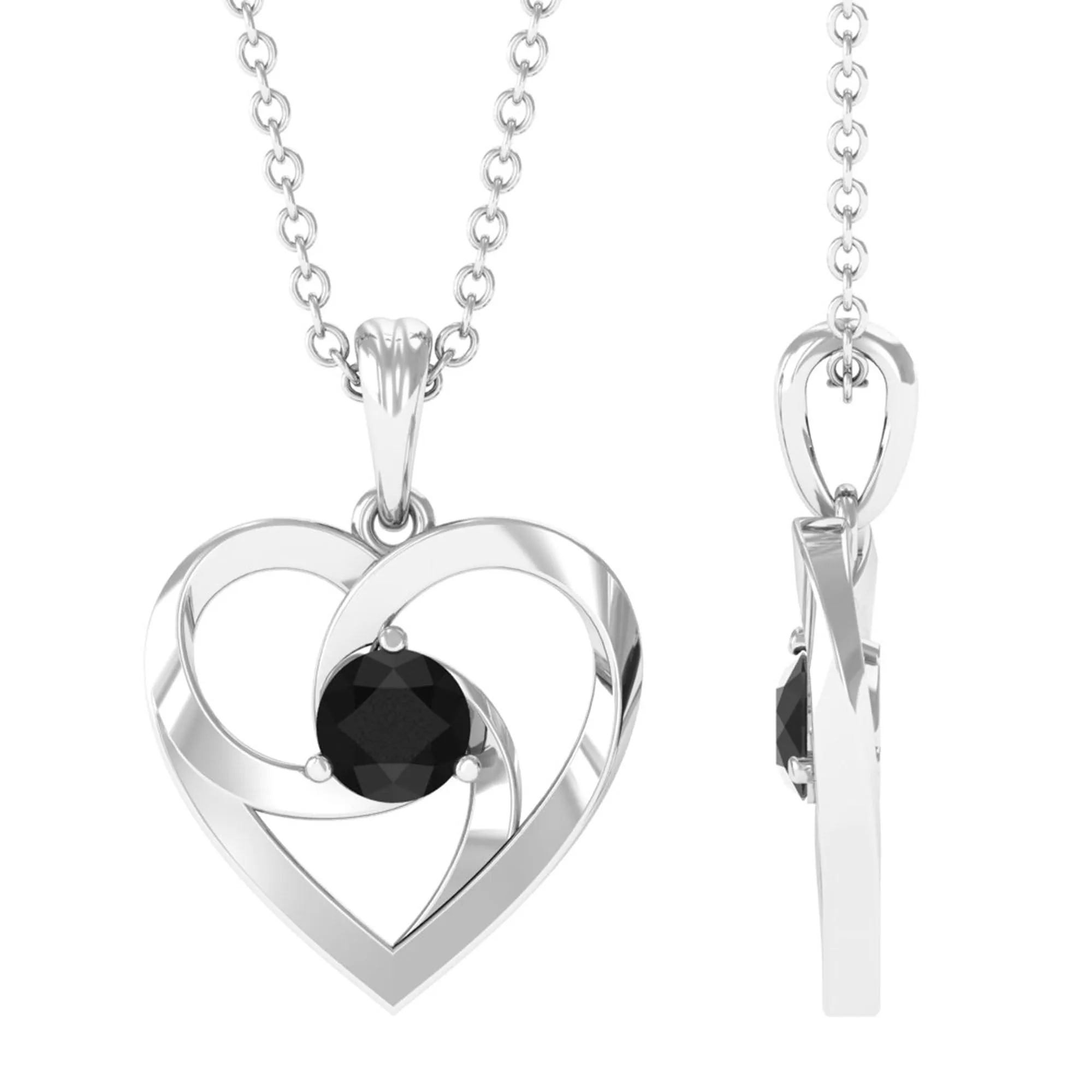 Minimal Black Onyx Gold Heart Necklace For Women