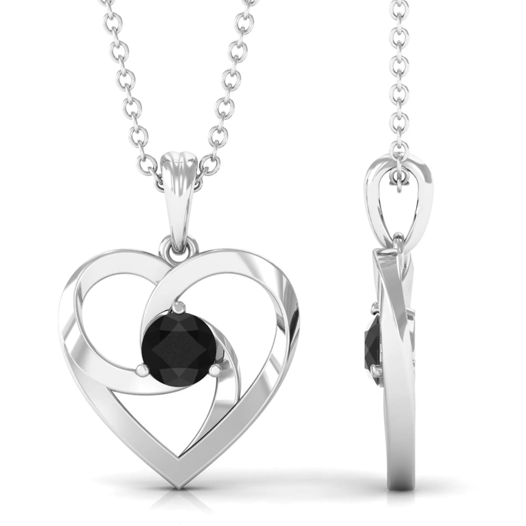 Minimal Black Onyx Gold Heart Necklace For Women