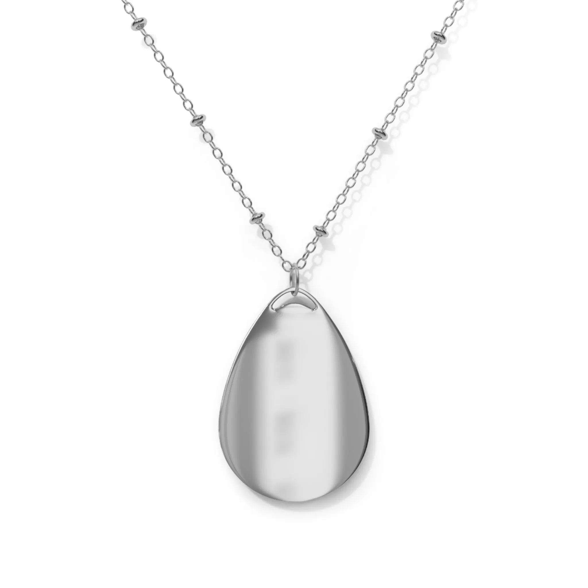 Minimal design with leaves in pastel tones Oval Necklace