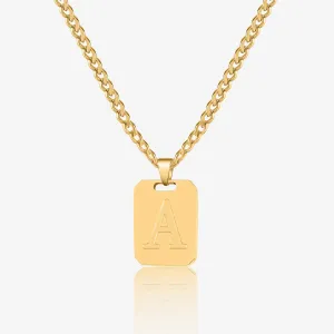 Minimal Initial Pendant Necklace w/ Cuban Chain