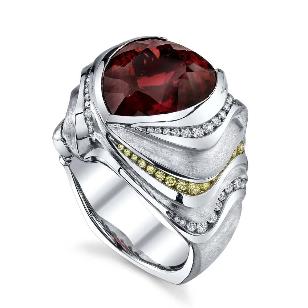 Molten Rubellite Gents Ring