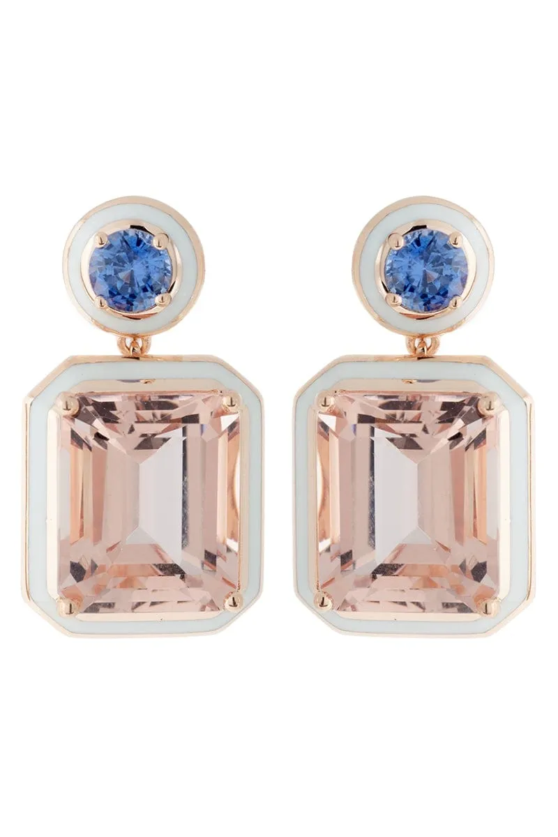 Morganite and Blue Sapphire Earrings