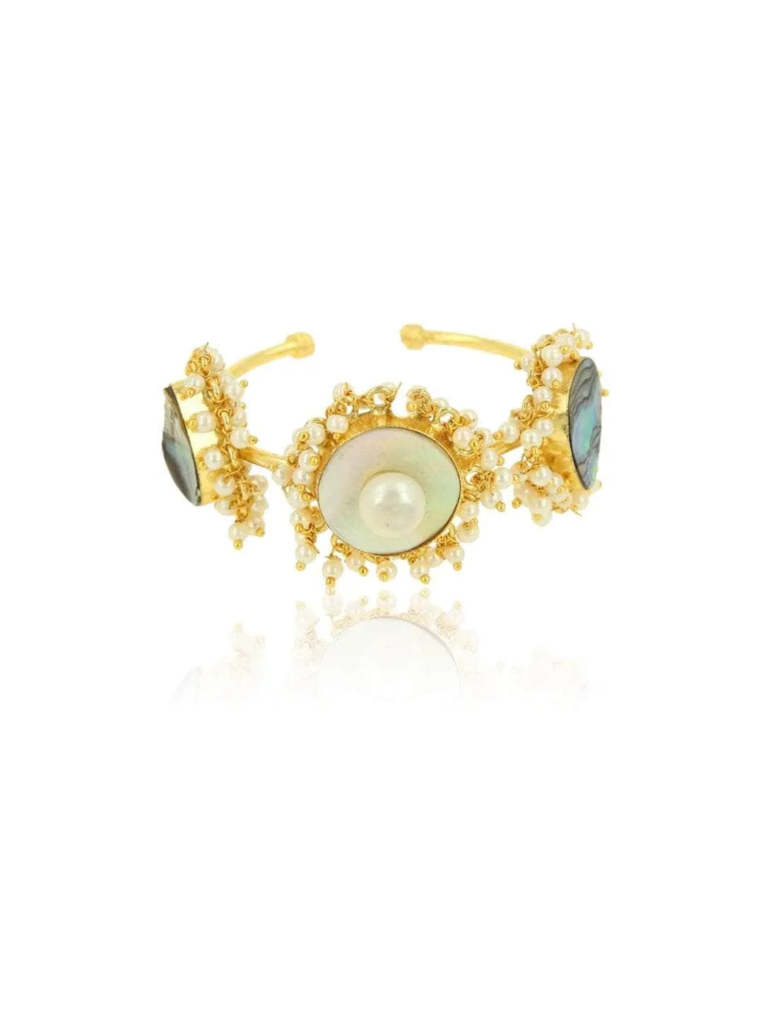 Mother Of Pearl And Australian Ablony Hand Cuff Blue