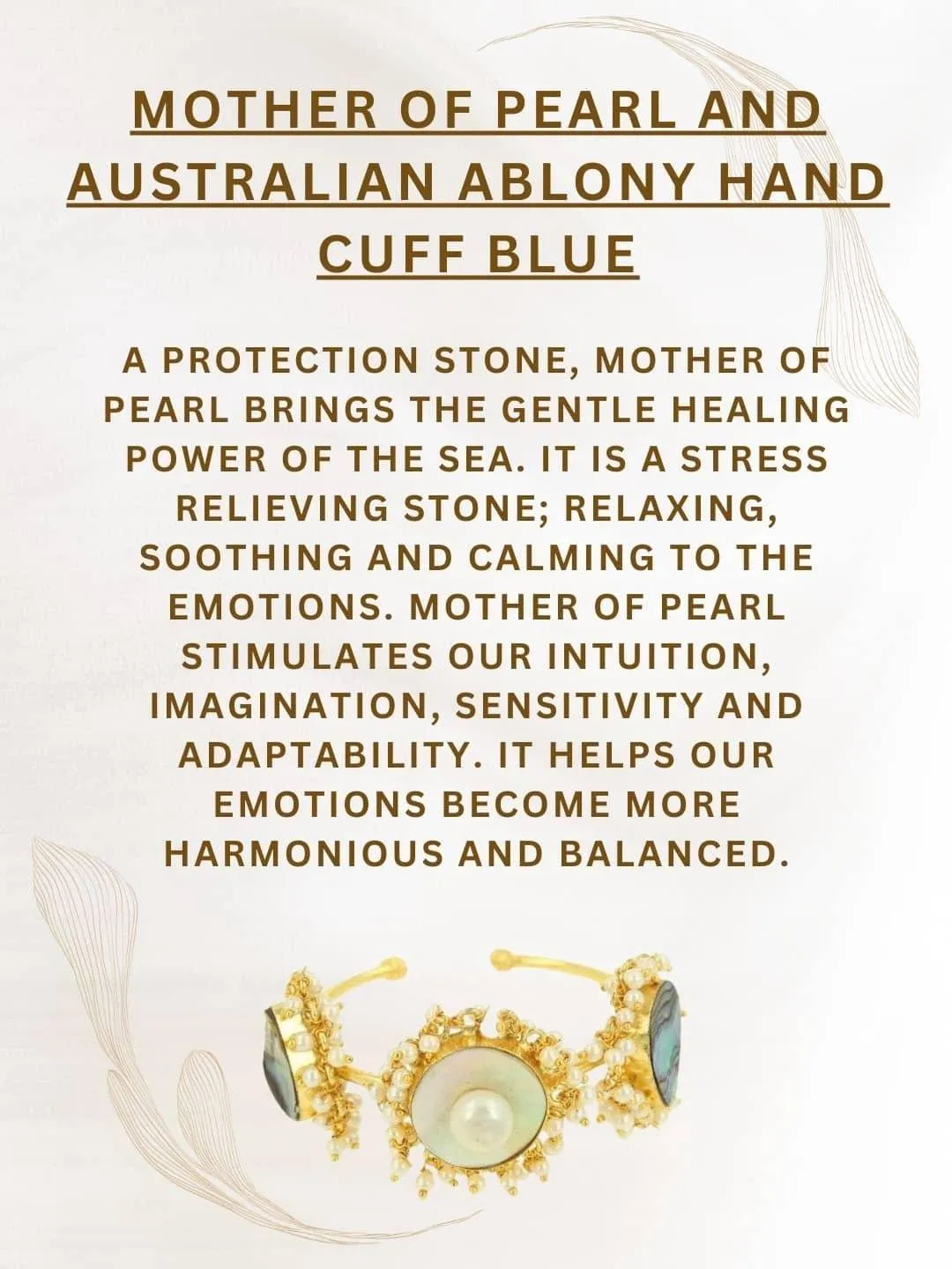 Mother Of Pearl And Australian Ablony Hand Cuff Blue