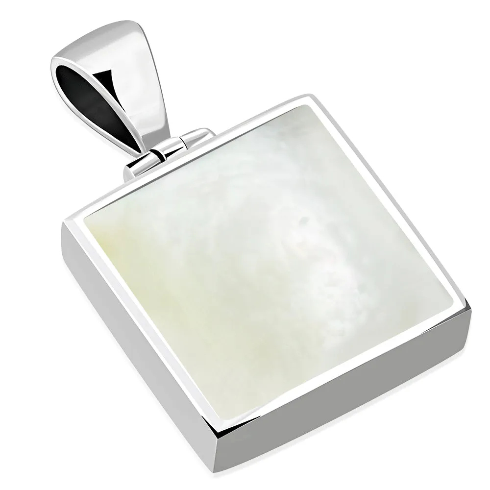 Mother of Pearl Square Sterling Silver Pendant