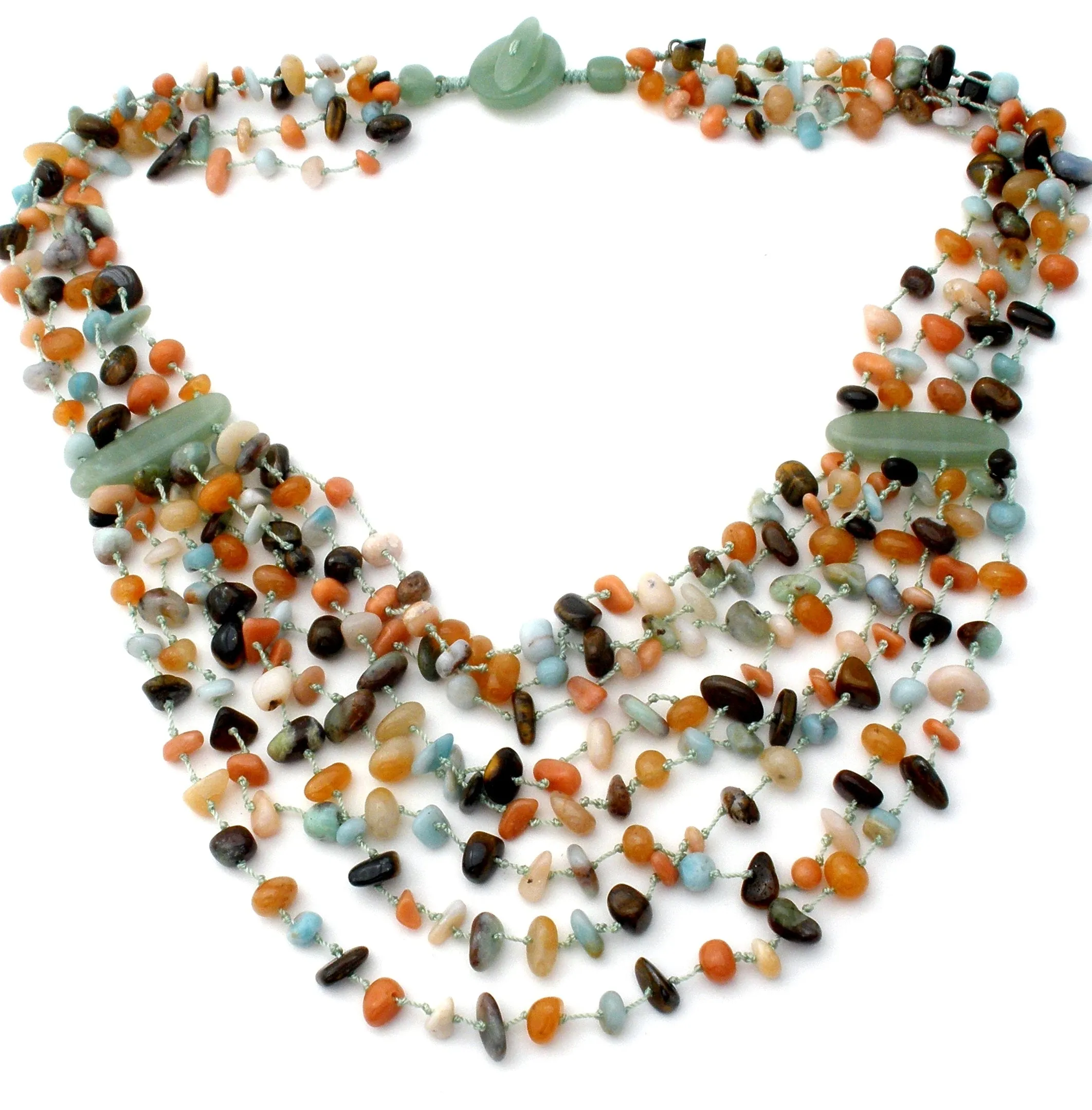 Multi Strand Gemstone Bead Bib Necklace