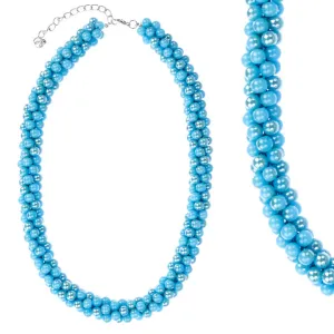 N-123 Aqua Large Beaded Necklace