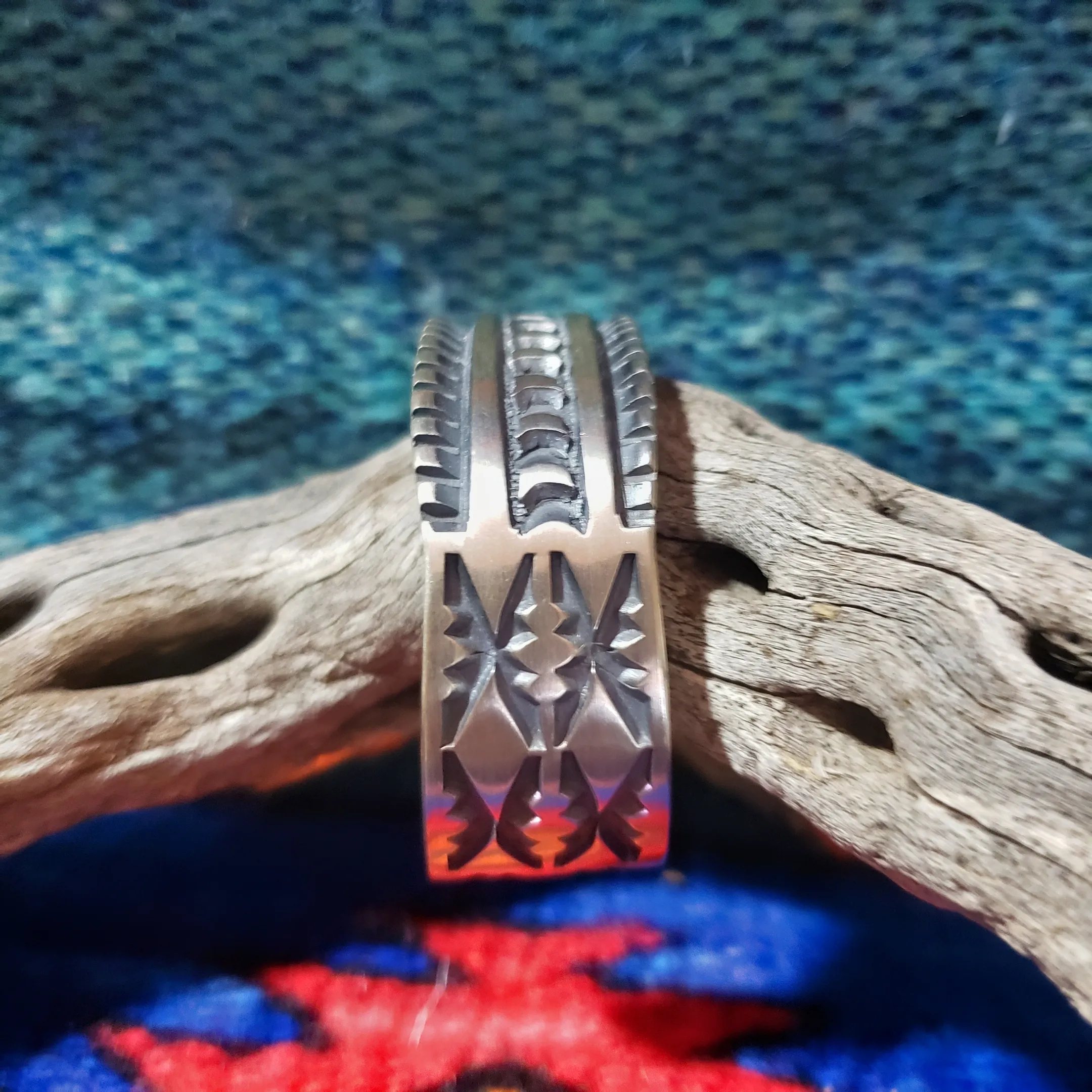 Navajo Tooled Silver Cuff Bracelet GJ-BRC-0005