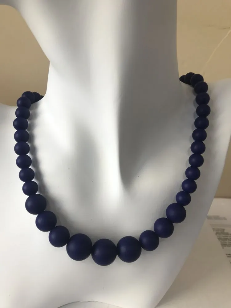 Navy Silicon rubber bead necklace