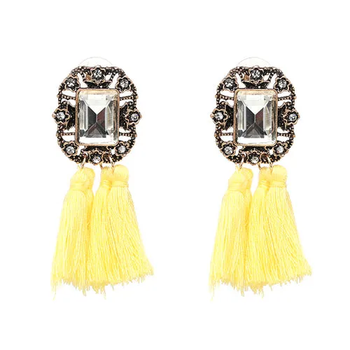 New 2017 fashion jewelry hot sale women crysta vintage tassel statement bib stud Earrings for women jewelry Factory Price