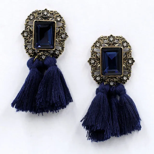 New 2017 fashion jewelry hot sale women crysta vintage tassel statement bib stud Earrings for women jewelry Factory Price