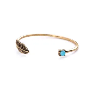 New Items Alloy Feather Antique Gold Filled Classic Vintage Bracelet Bangle