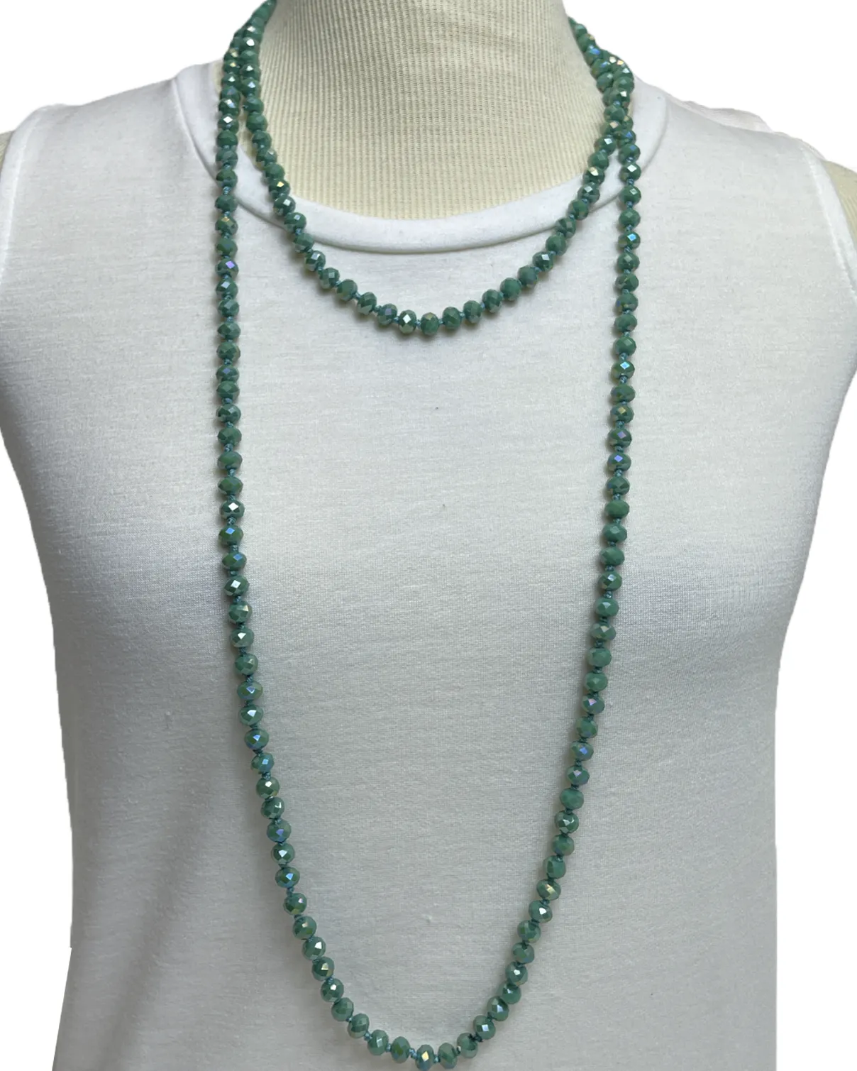 NK-2244 WESTERN TURQ 60 hand knotted glass bead necklace