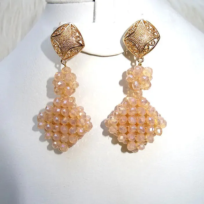 Nude Color Beautiful Earring Crystal Beads Earring Jewellery