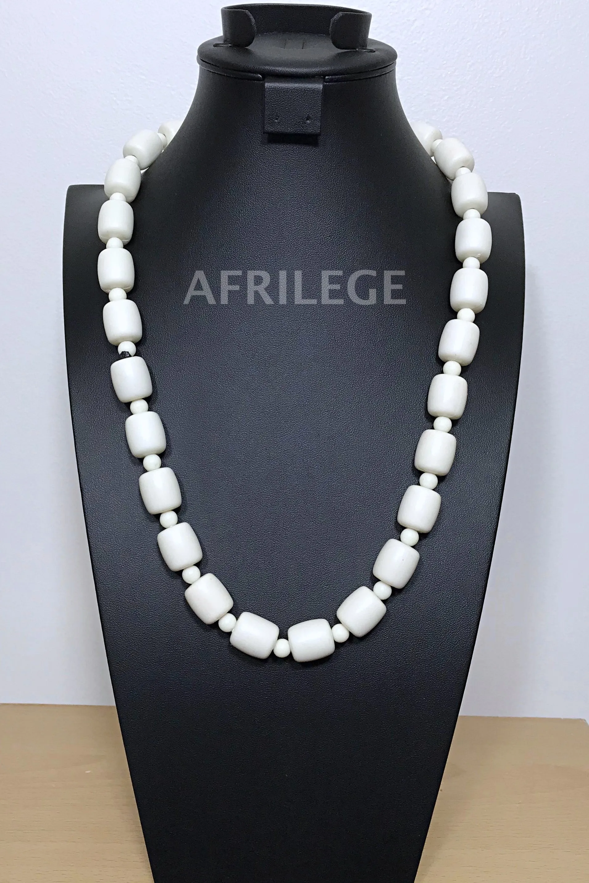 Off-White African Beads Necklace