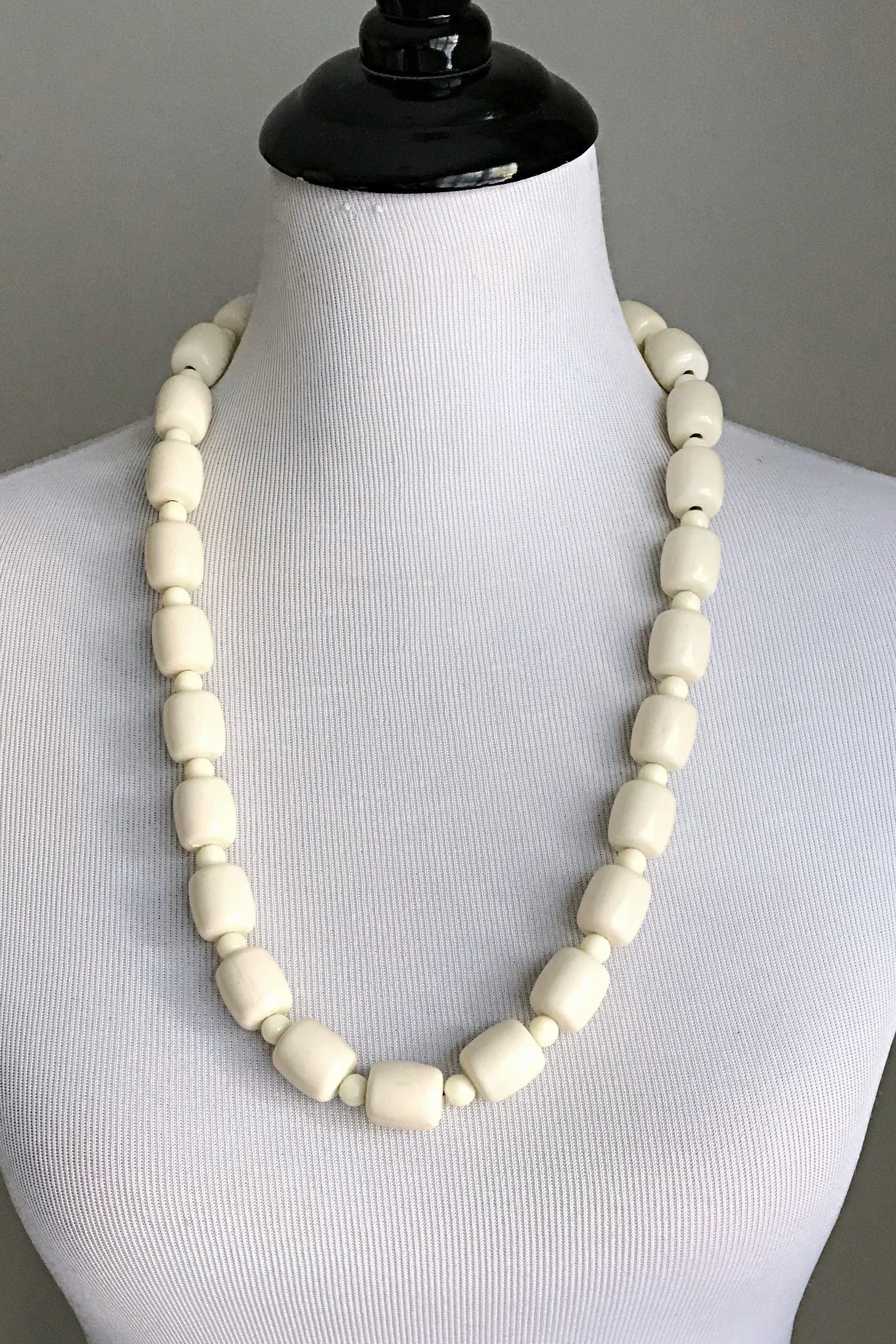 Off-White African Beads Necklace