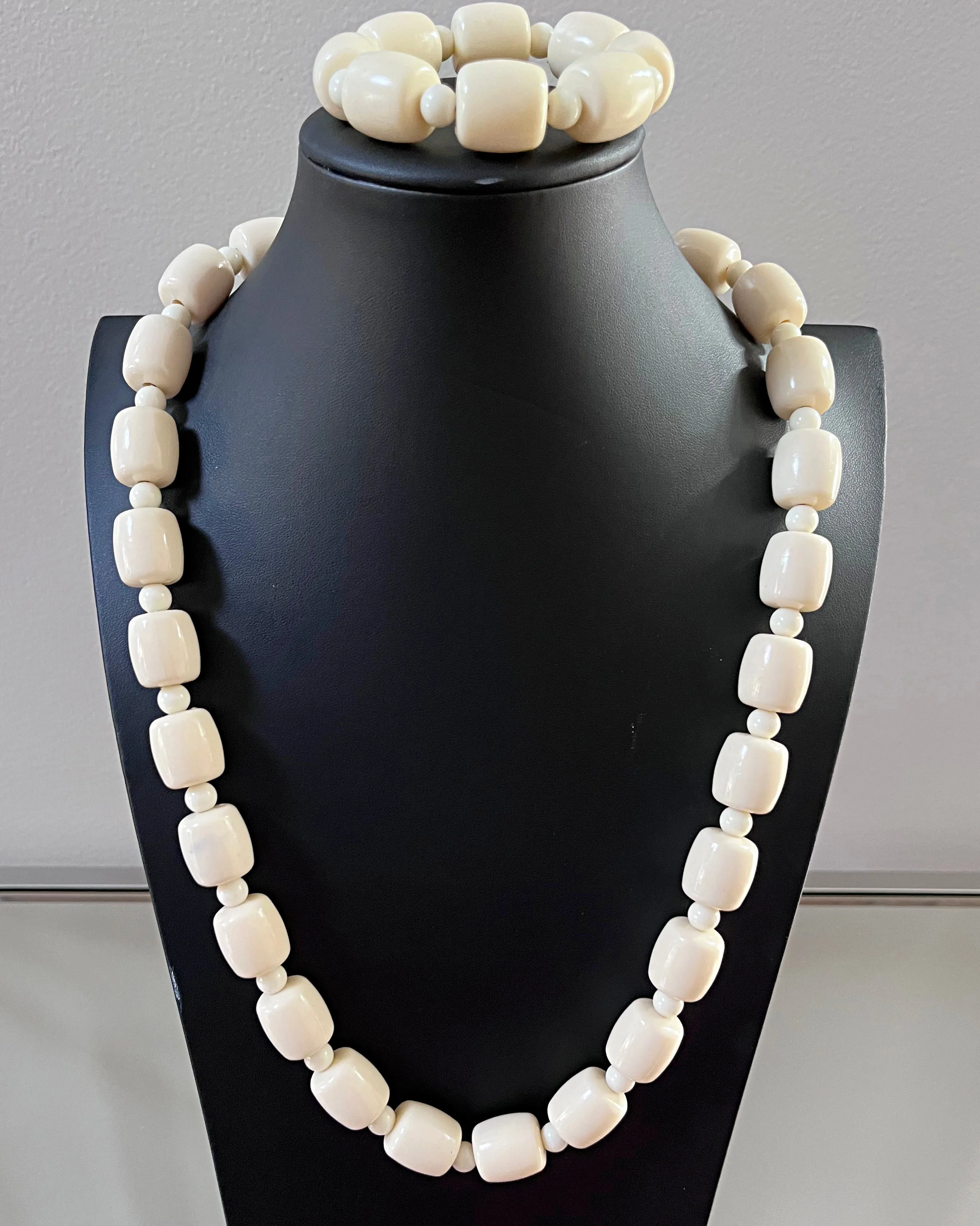 Off-White African Beads Necklace