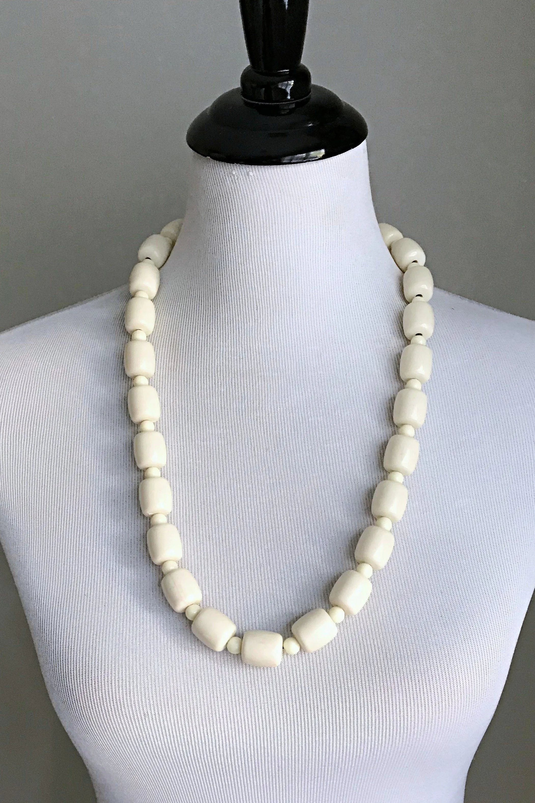 Off-White African Beads Necklace