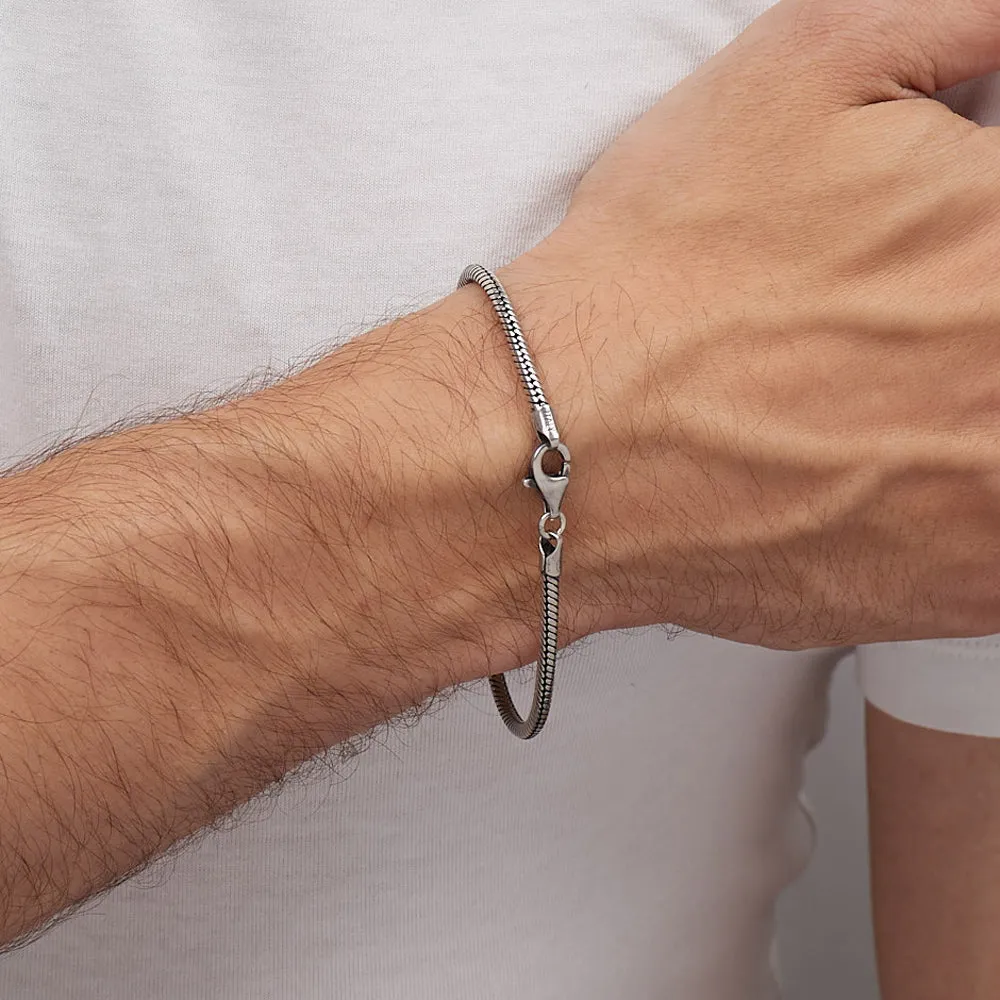 Oxidized Sterling Silver Snake Chain Bracelet | Unique Silver Bracelet for Men & Women