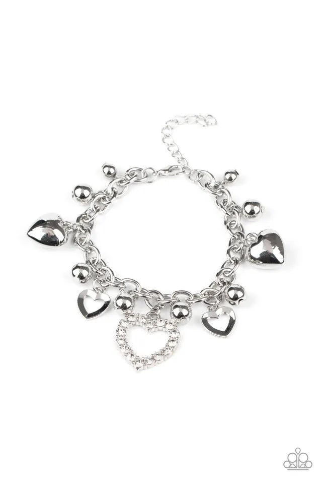 Paparazzi Bracelet ~ Beautifully Big-Hearted - Silver